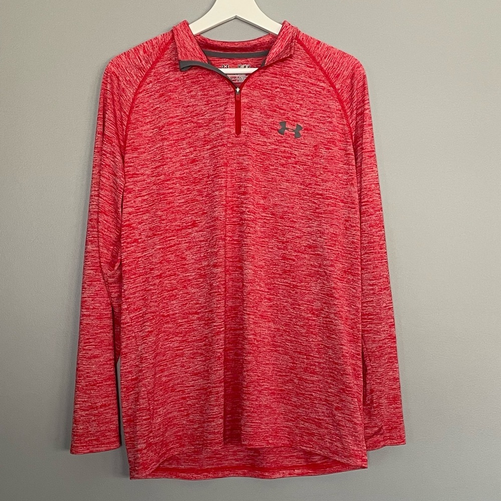 Under Armour red heather long sleeve heat gear shirt